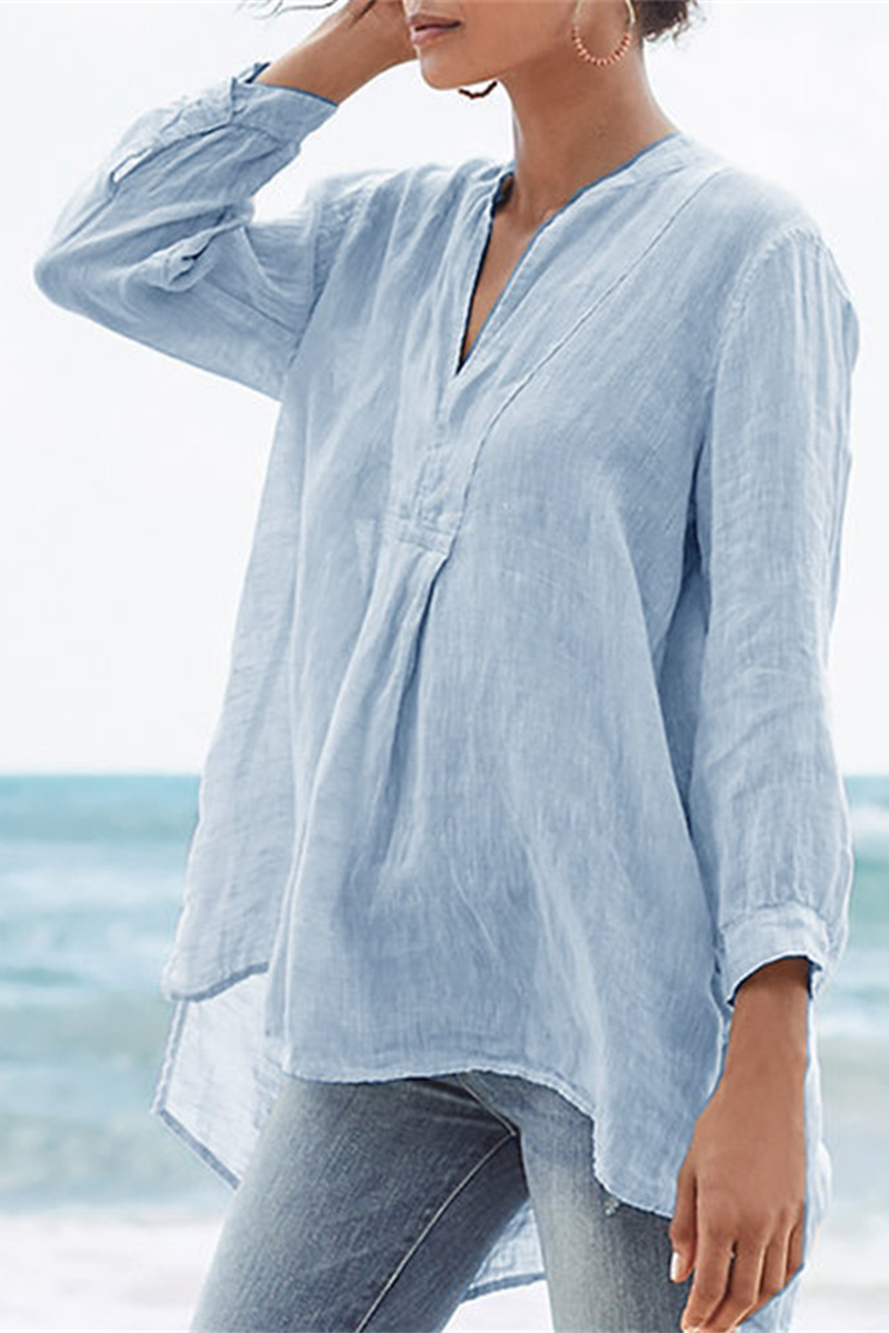 Camicetta da donna elegante con scollo svasato e scollo a V patchwork alla moda