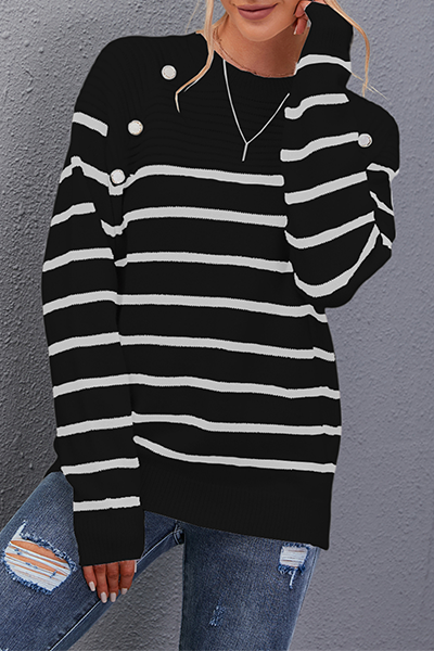 Camicetta da donna chic, con righe di grande effetto e una scollatura elegante