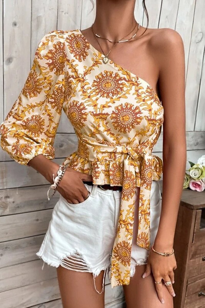 Top monospalla da donna con maniche a palloncino - eleganza e stile per tutti i giorni