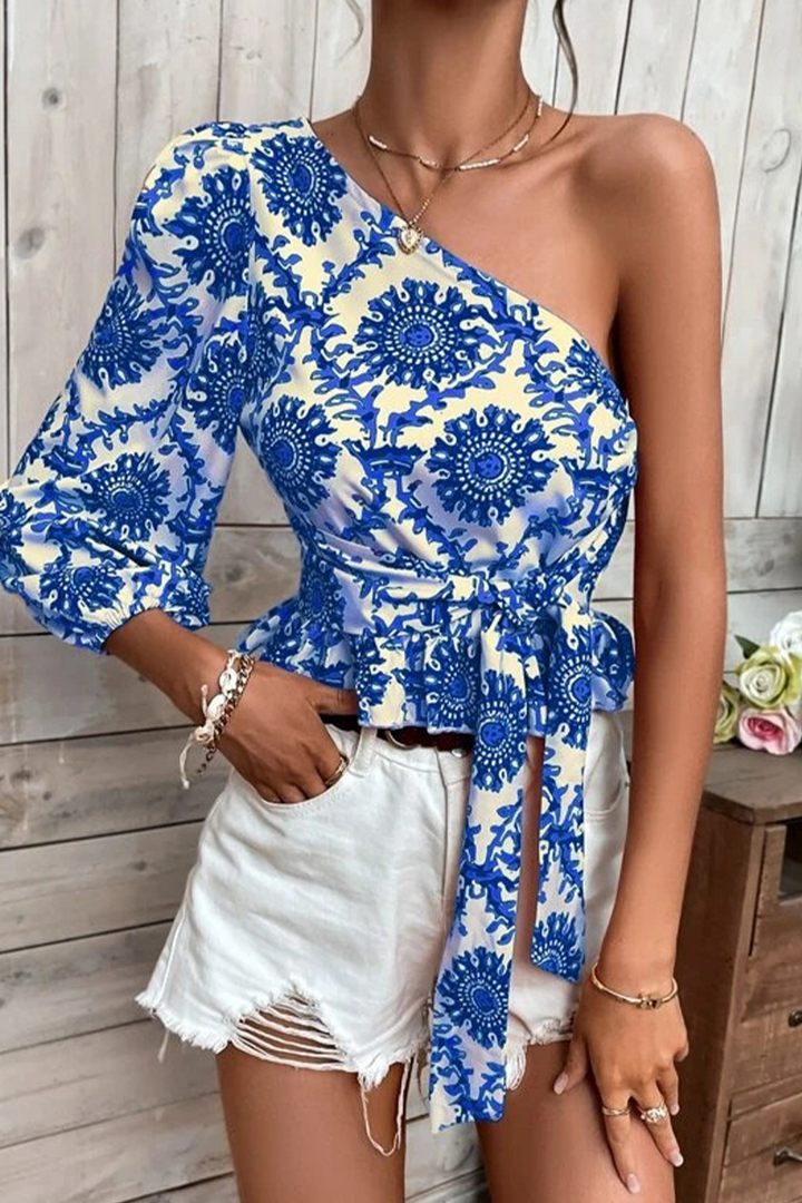 Top monospalla da donna con maniche a palloncino - eleganza e stile per tutti i giorni