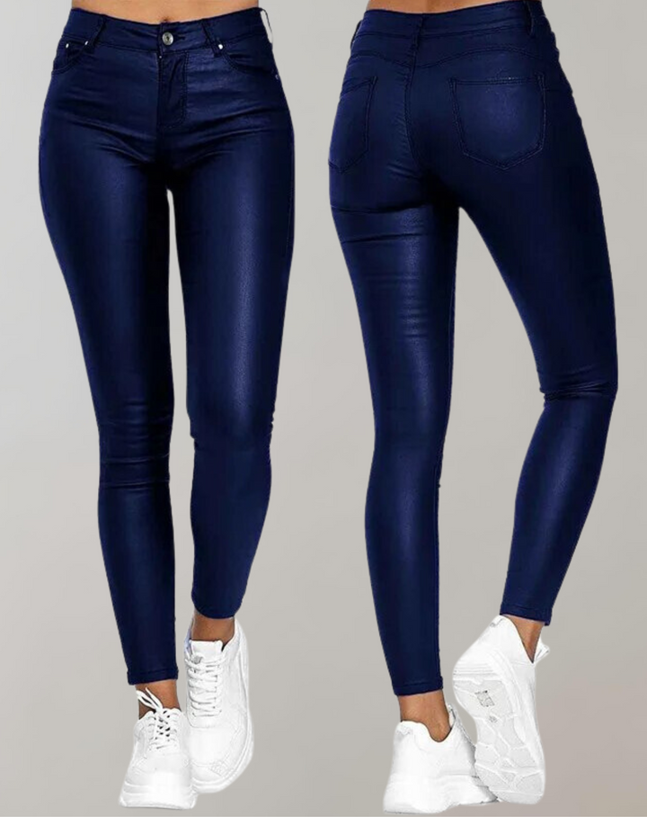 LuxeCurve - Pantaloni in pelle a vita alta da donna, eleganti e raffinati, che aggiungono classe e disinvoltura