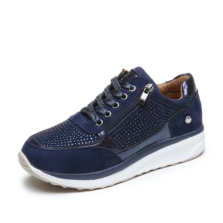 Celina - Scarpe da ginnastica eleganti da donna con decorazioni in cristallo e suola platform di tendenza