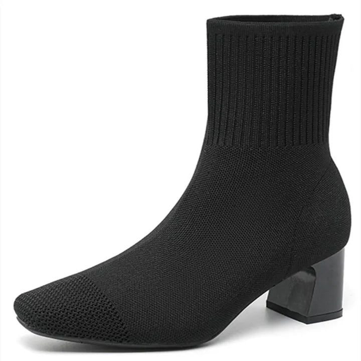 Eleganti stivali da donna con tacco in maglia - comfort e stile in un unico prodotto