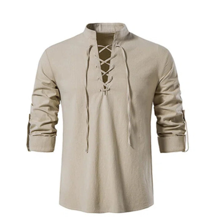 Elegante t-shirt polivalente da uomo non abbottonata con coulisse regolabile