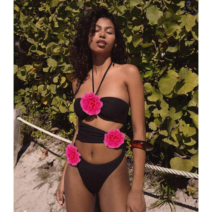 Elegante top da bagno Fleuri con scollatura sorprendente per le donne - Monokini Chic