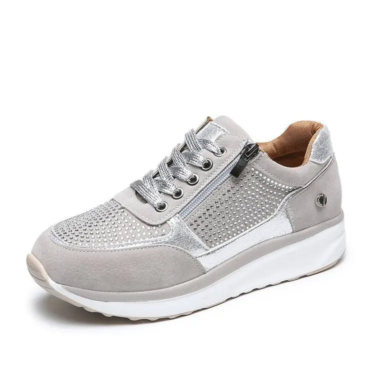 Celina - Scarpe da ginnastica eleganti da donna con decorazioni in cristallo e suola platform di tendenza