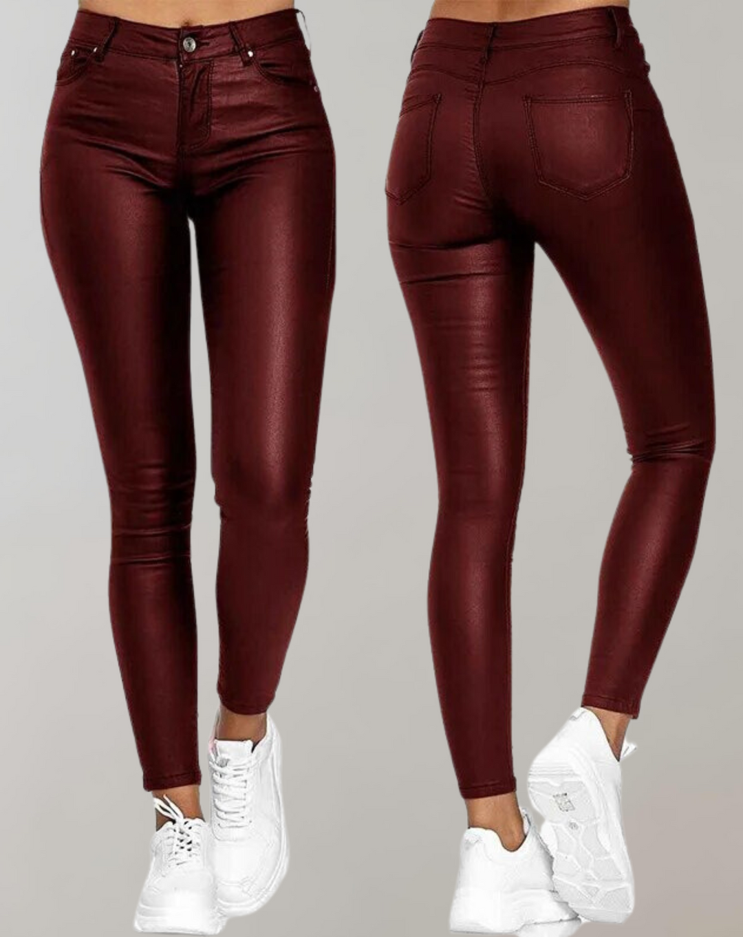 LuxeCurve - Pantaloni in pelle a vita alta da donna, eleganti e raffinati, che aggiungono classe e disinvoltura