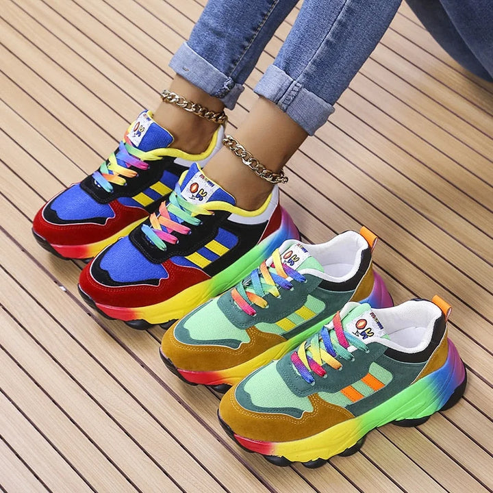Scarpe da ginnastica da donna colorate con suola resistente - stile audace e confortevole per l'abbigliamento quotidiano