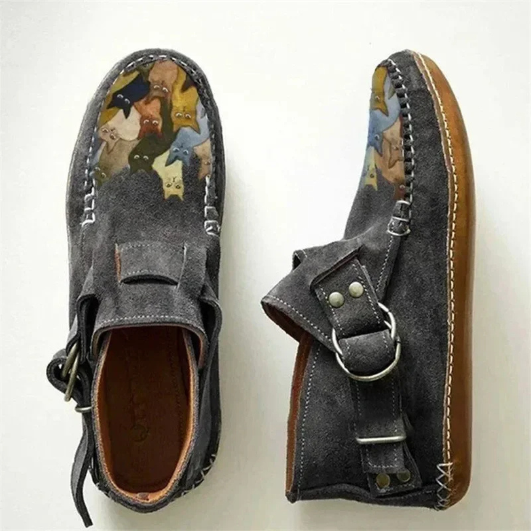 FelinStep - eleganti e versatili stivali in pelle con motivo a gatto di tendenza per uno stile irresistibile e un'usura confortevole