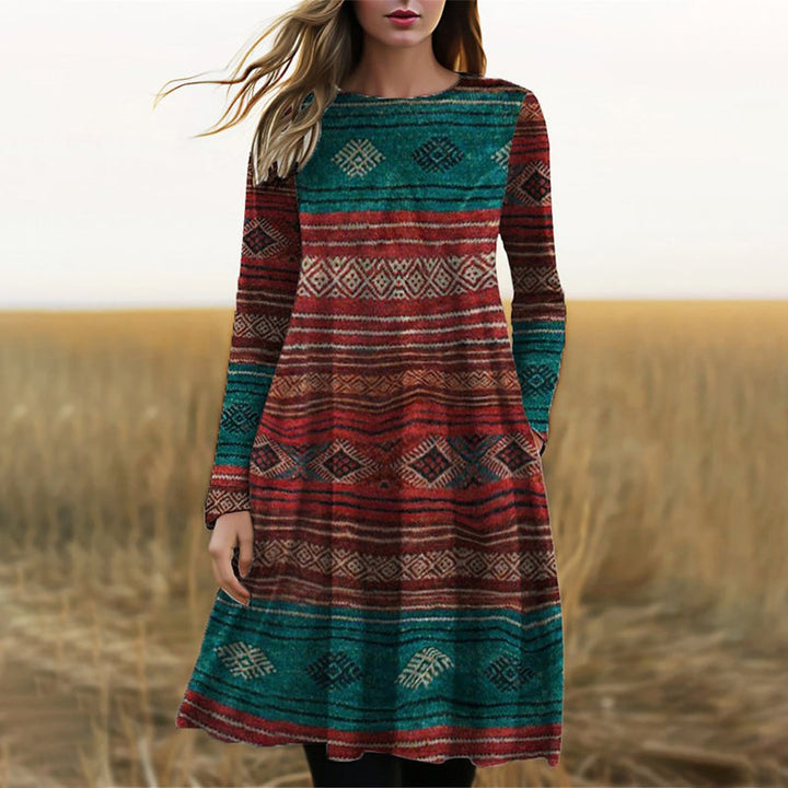 Elegante accappatoio da donna a maniche lunghe con motivo boho - Comfort e stile per tutti i giorni