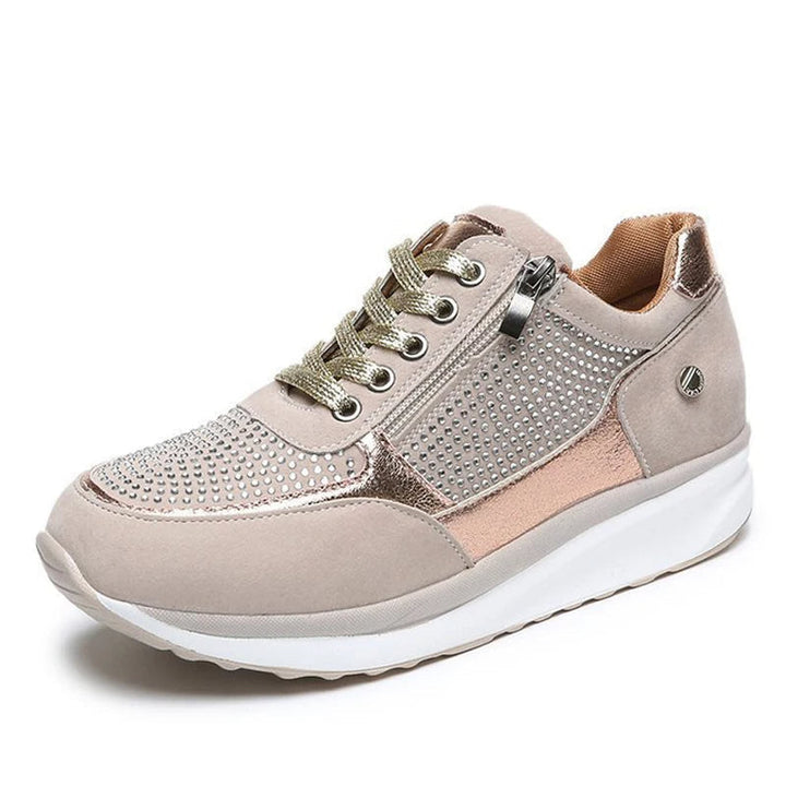 Celina - Scarpe da ginnastica eleganti da donna con decorazioni in cristallo e suola platform di tendenza