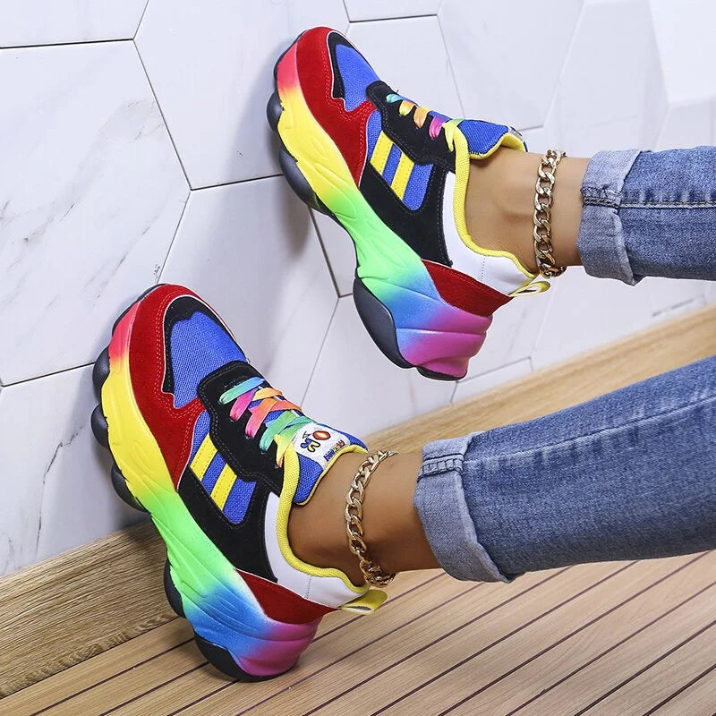 Scarpe da ginnastica da donna colorate con suola resistente - stile audace e confortevole per l'abbigliamento quotidiano