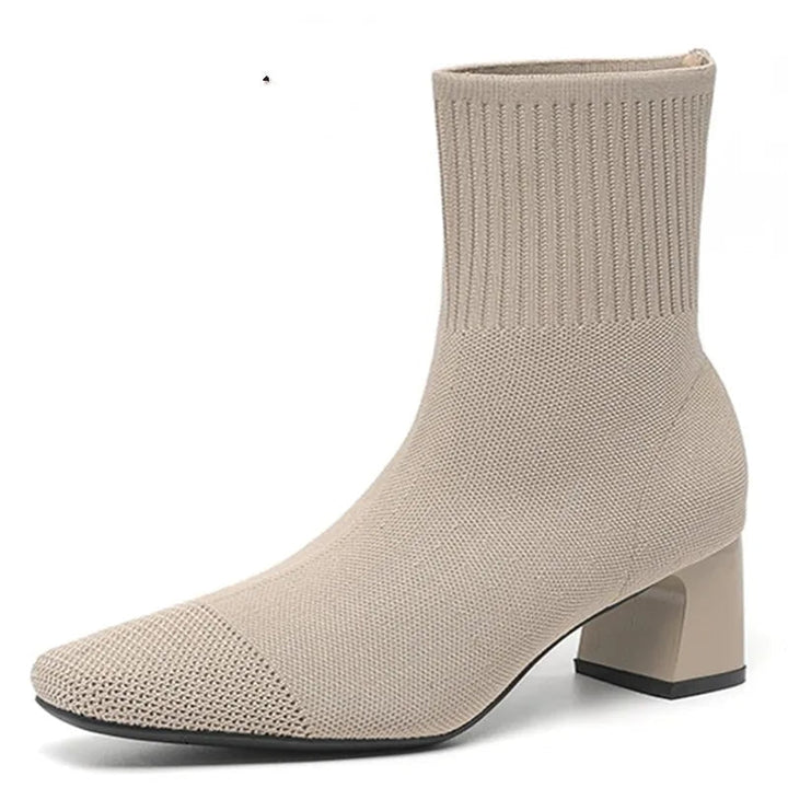 Eleganti stivali da donna con tacco in maglia - comfort e stile in un unico prodotto