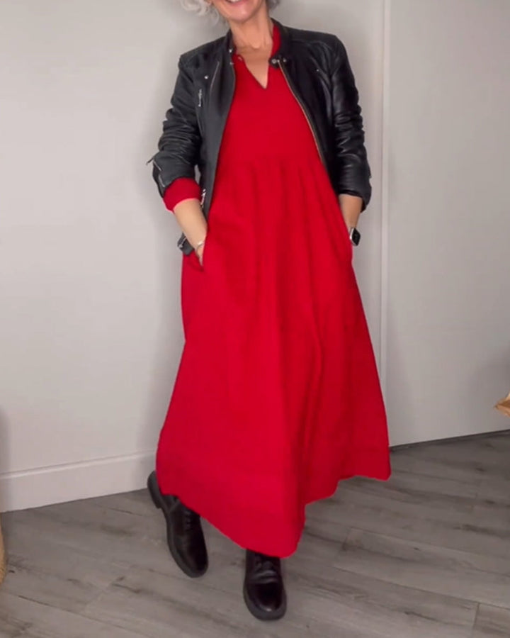 Jacobs Damen A-Linien Kleid mit V-Ausschnitt aus Leichtem und Atmungsaktivem Stoff für stilvollen Komfort