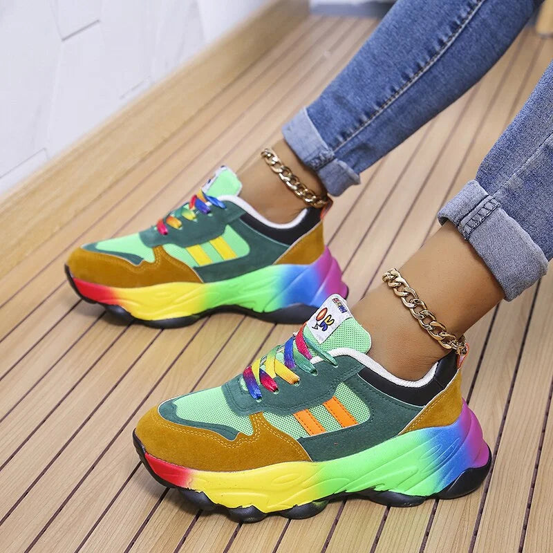 Scarpe da ginnastica da donna colorate con suola resistente - stile audace e confortevole per l'abbigliamento quotidiano