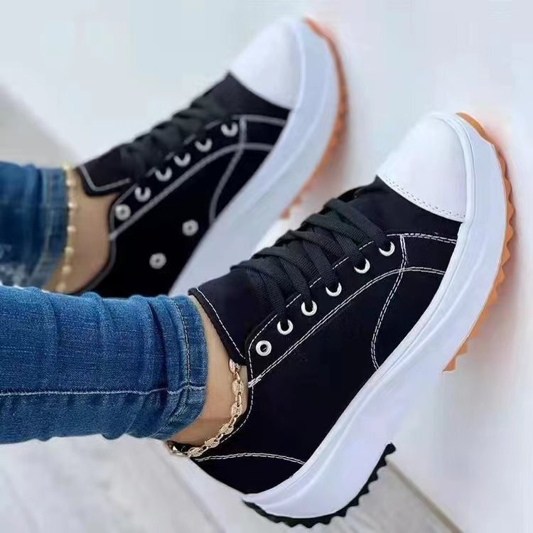 Scarpe da ginnastica con plateau da donna alla moda, con tomaia in morbida tela e suola robusta, ideali per il comfort di tutti i giorni.