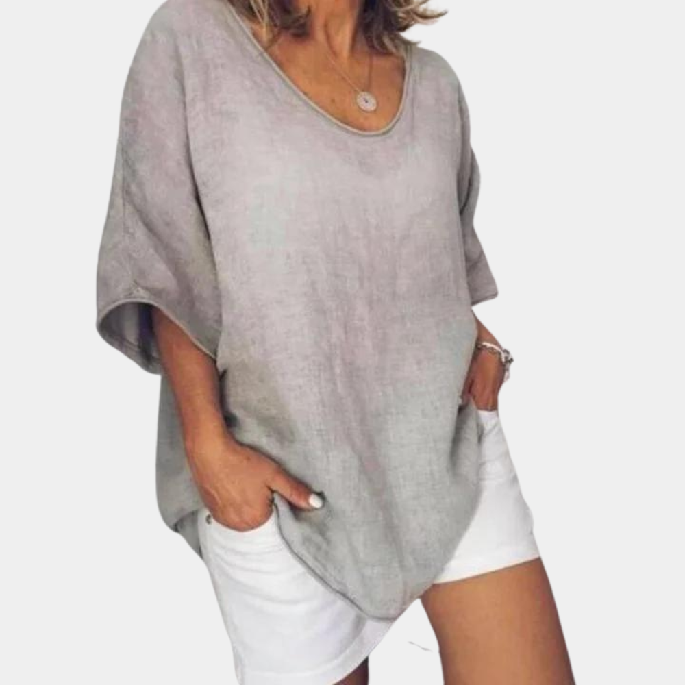 Blusa Oversize Confortável em Cinza Suave - Estilo Casual para Uso Diário