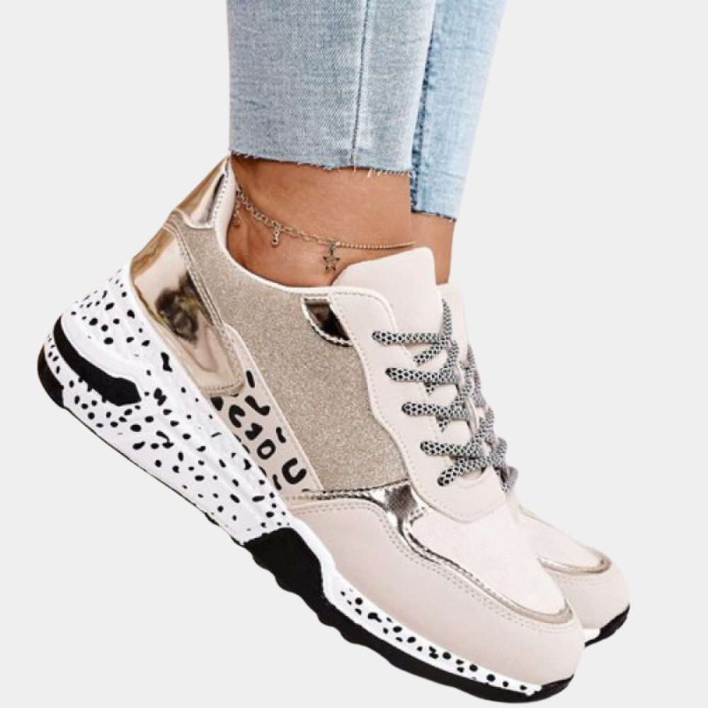 Scarpe da ginnastica eleganti da donna con accenti mimetici e glitter - comfort e design alla moda per l'uso quotidiano