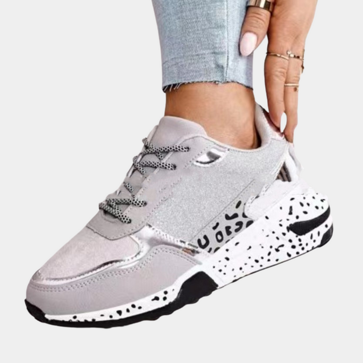 Scarpe da ginnastica eleganti da donna con accenti mimetici e glitter - comfort e design alla moda per l'uso quotidiano