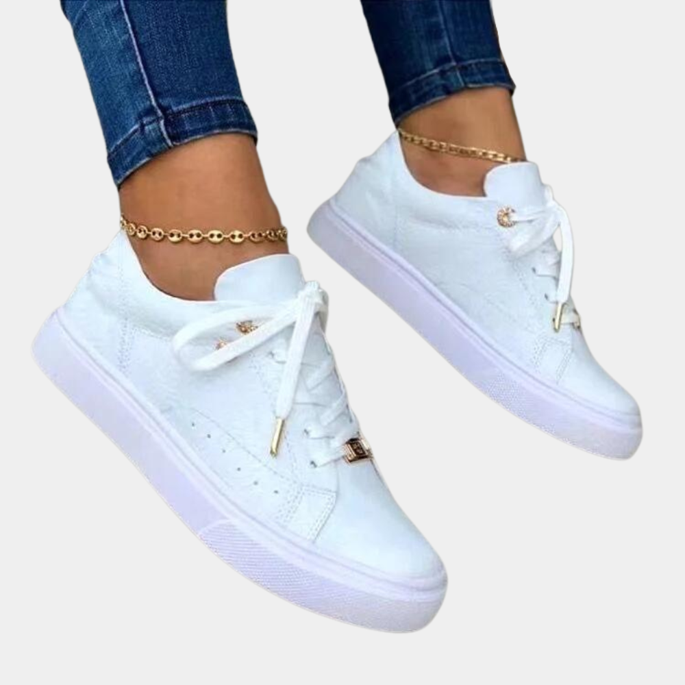 Scarpe da ginnastica da donna eleganti con motivo floreale in rilievo - Lacci da donna per uno stile di tendenza