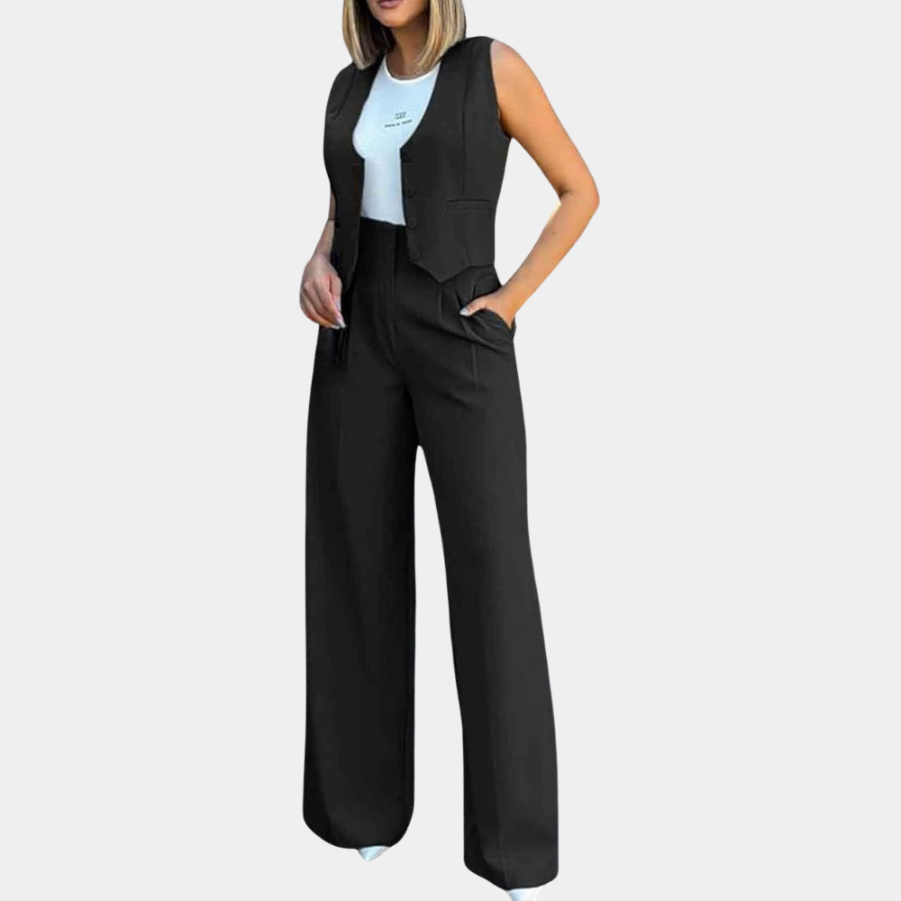 Set da donna elegante e alla moda: cardigan alla moda e pantaloni eleganti per ogni occasione