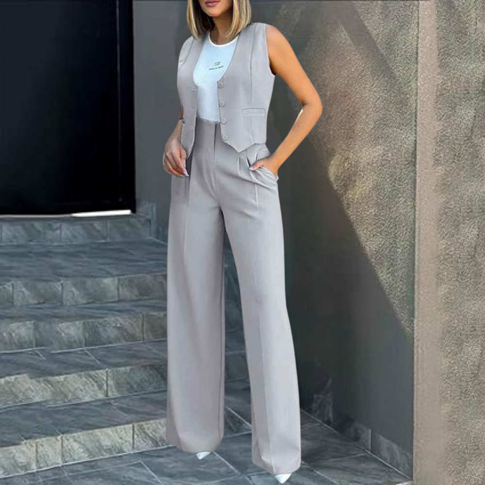 Set da donna elegante e alla moda: cardigan alla moda e pantaloni eleganti per ogni occasione