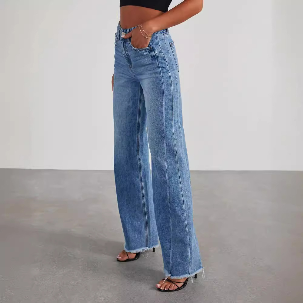 Jeans casual a vita alta per le donne alla moda
