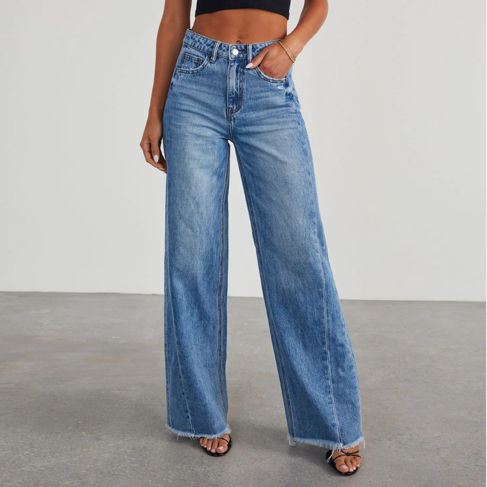 Jeans casual a vita alta per le donne alla moda