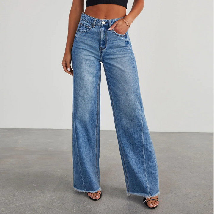 Jeans casual a vita alta per le donne alla moda
