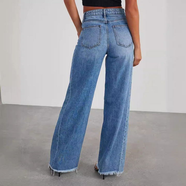 Jeans casual a vita alta per le donne alla moda