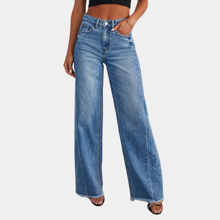Jeans casual a vita alta per le donne alla moda