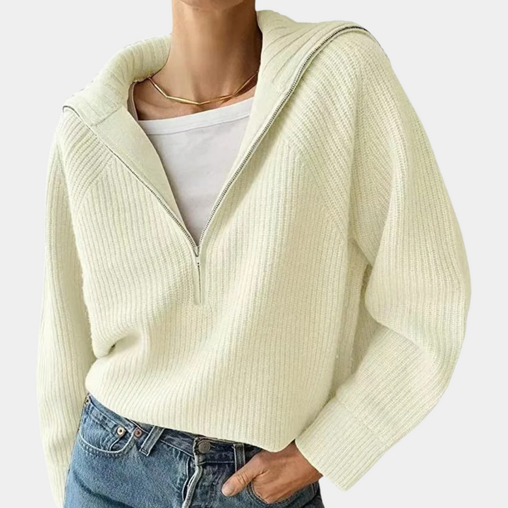 Olina - Maglia da donna chic e confortevole con elegante chiusura a zip.