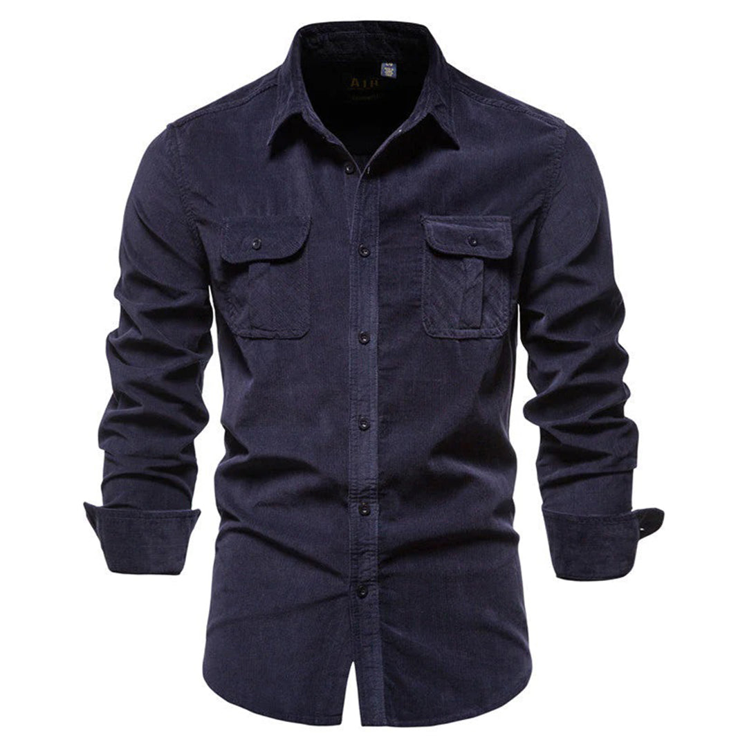 Elegante gilet da uomo in velluto a coste con maniche lunghe, bottoni eleganti, colletto classico e pratica borsa Petto