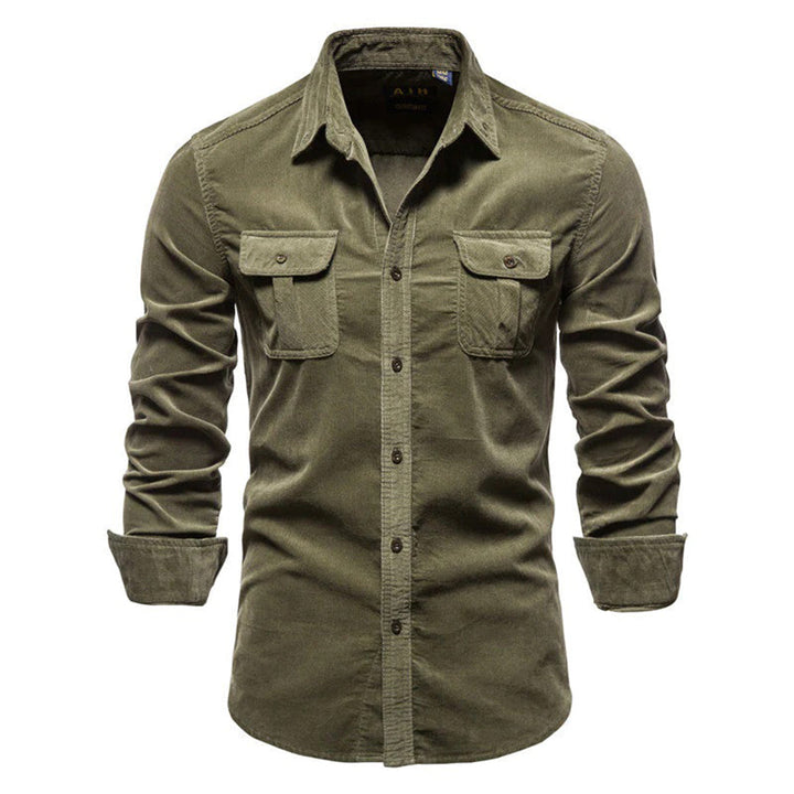 Elegante gilet da uomo in velluto a coste con maniche lunghe, bottoni eleganti, colletto classico e pratica borsa Petto