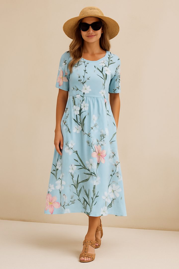 Liva - Elegante abito midi da donna con incantevole motivo floreale