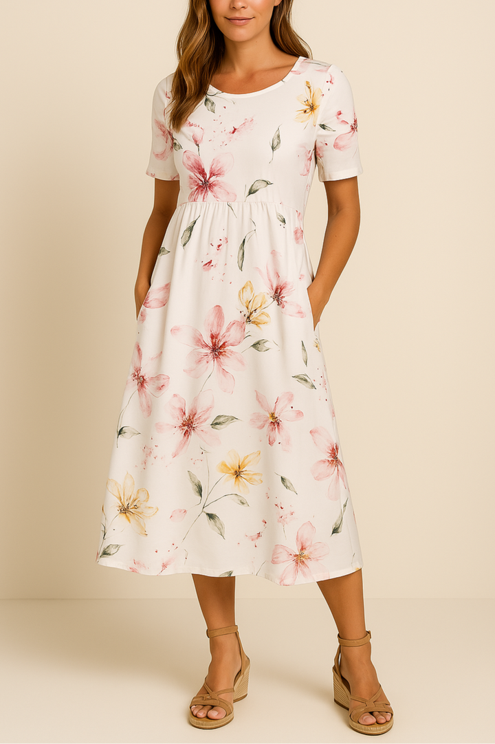 Liva - Elegante abito midi da donna con incantevole motivo floreale