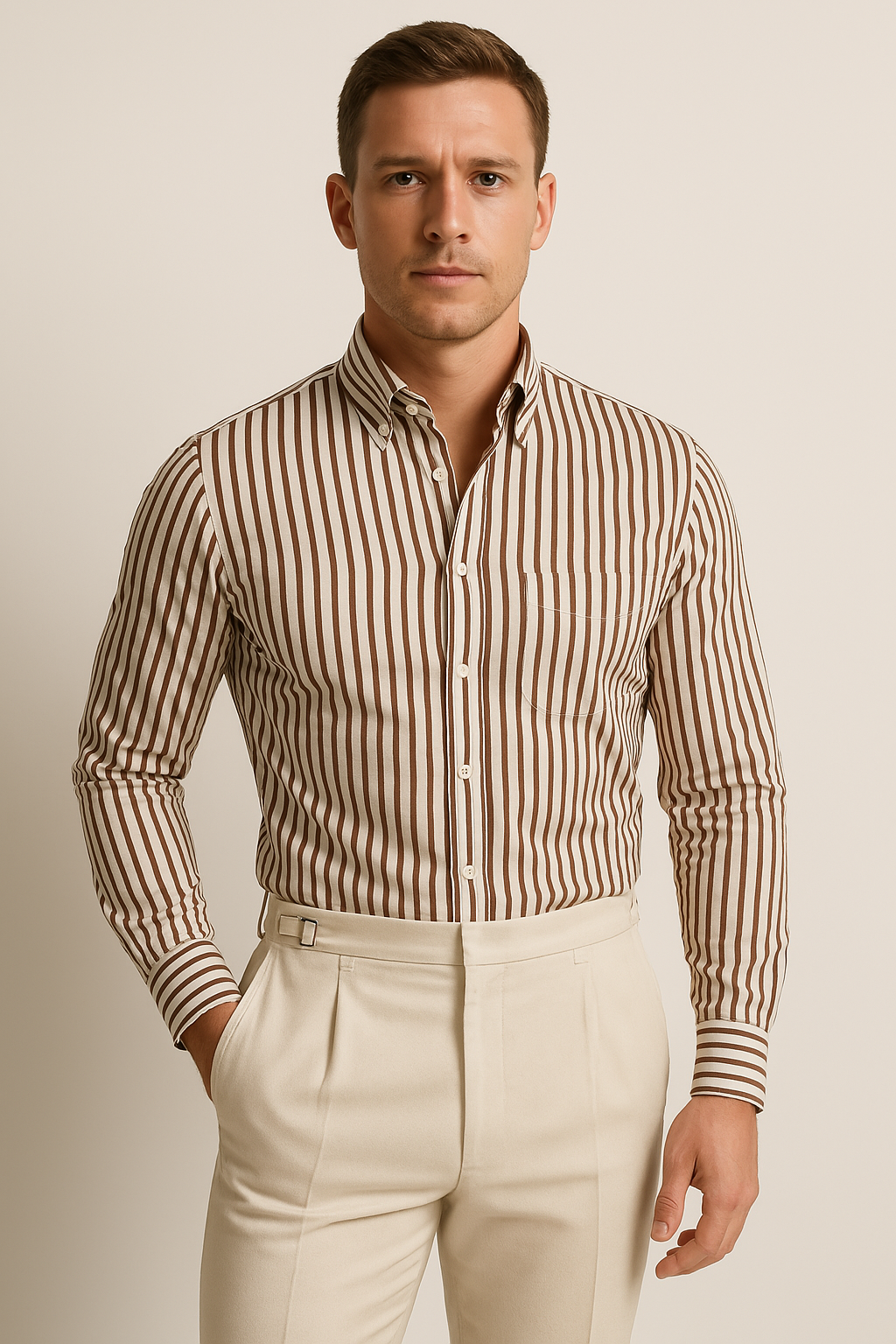 Camisa da uomo lunga con regolazione a misura e design a raggiera - Realizzata in misto algodon con bottoni per un look formale ed elegante