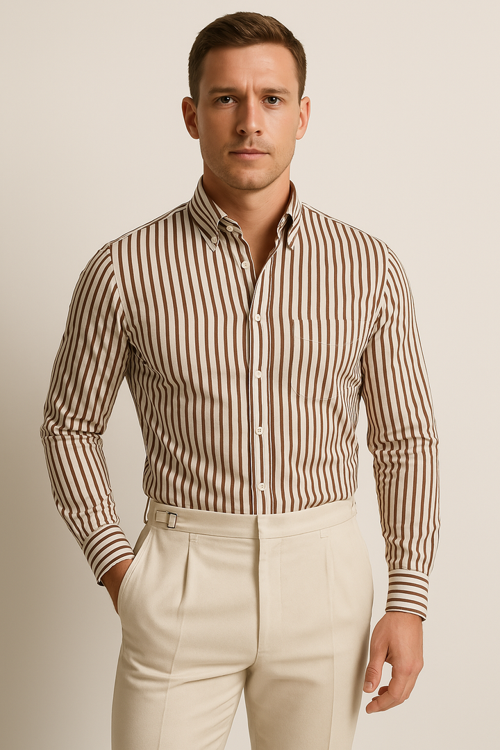 Camisa da uomo lunga con regolazione a misura e design a raggiera - Realizzata in misto algodon con bottoni per un look formale ed elegante