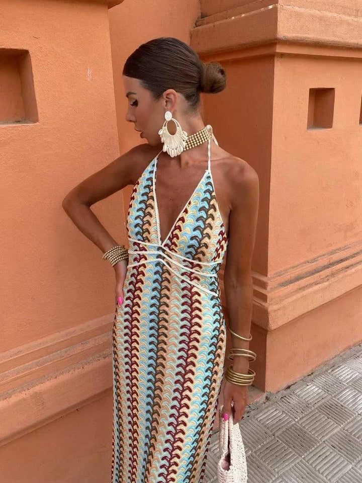 Elegante vestaglia da donna con elegante scollatura a V, senza polsini e colletto classico