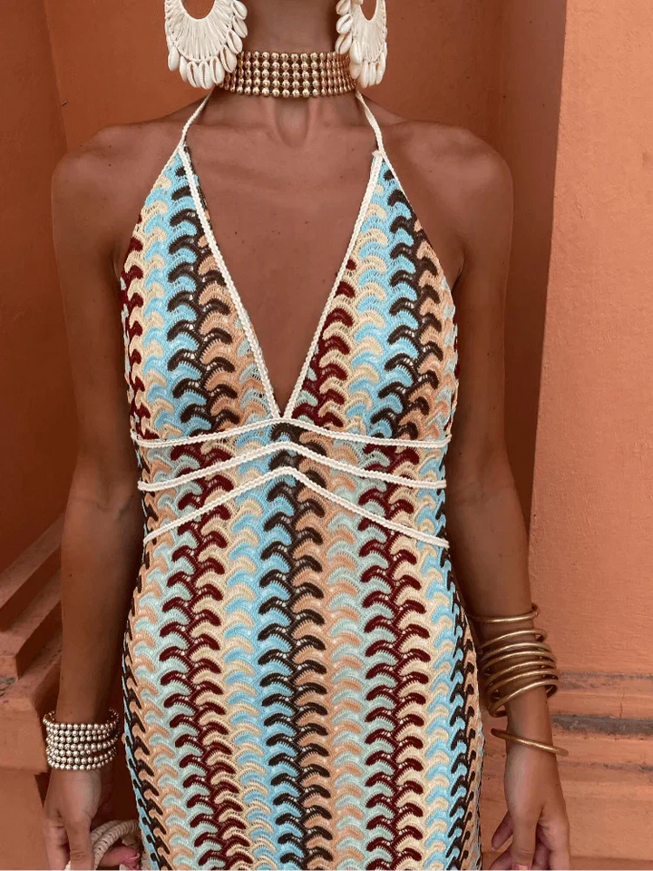 Elegante vestaglia da donna con elegante scollatura a V, senza polsini e colletto classico
