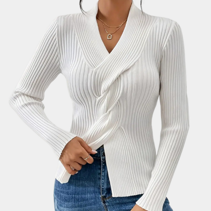 Maelle - Elegante maglione da donna con scollo a punta chic