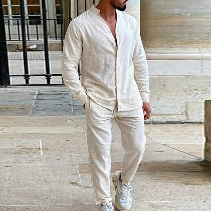 Ensemble Homme en Lin Confortable - Chemise Relaxed Fit e Pantalons Droits Léger et Respirant