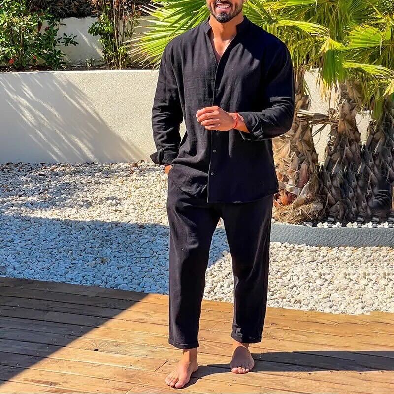Ensemble Homme en Lin Confortable - Chemise Relaxed Fit e Pantalons Droits Léger et Respirant