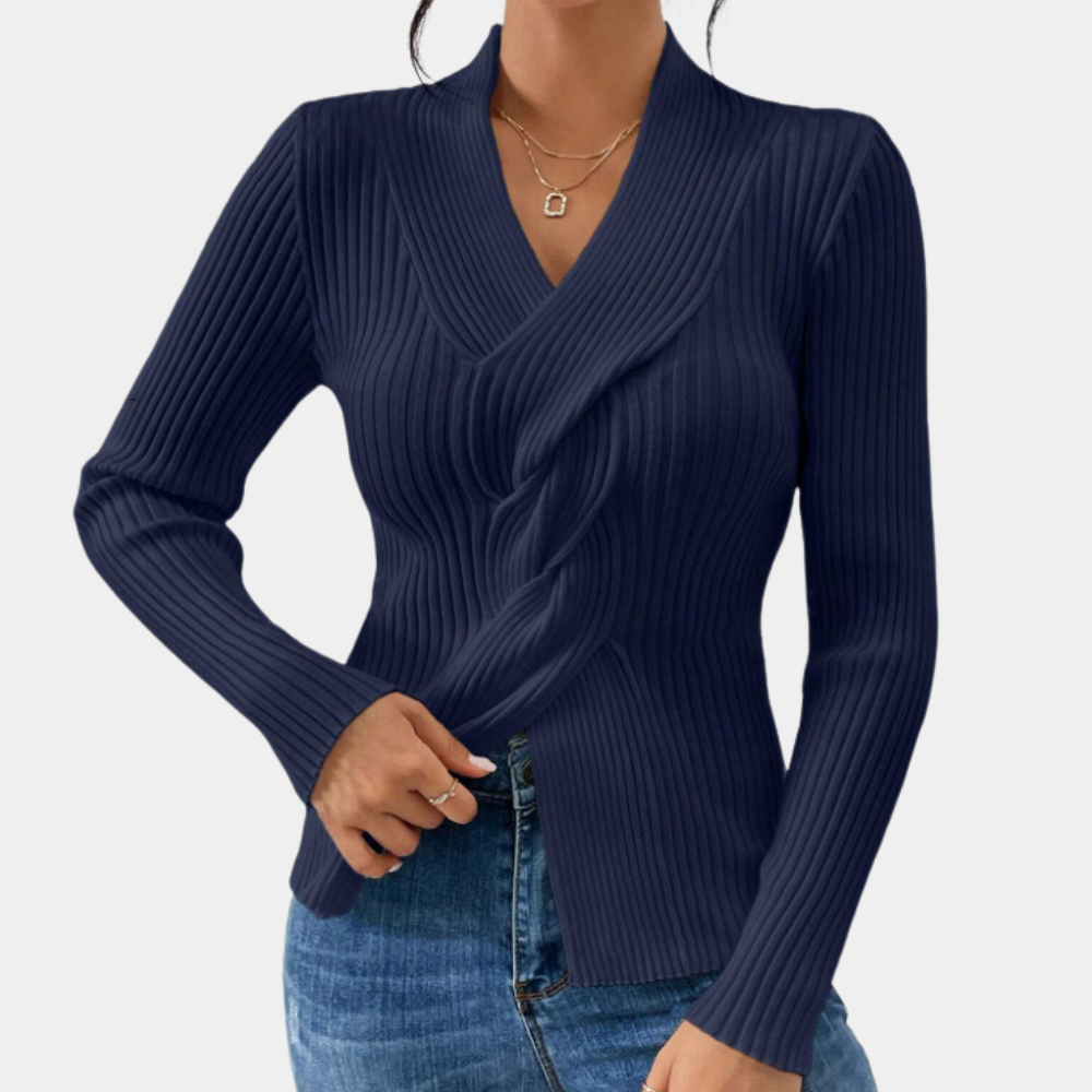 Maelle - Elegante maglione da donna con scollo a punta chic