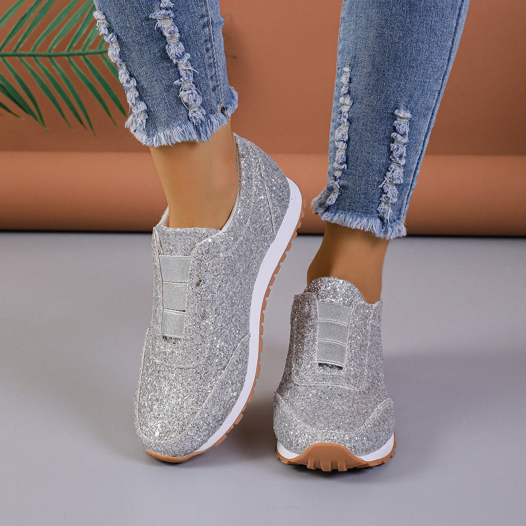 Eleganti sneakers da donna con tomaia in paillettes - facili da indossare e con una comoda suola ammortizzata