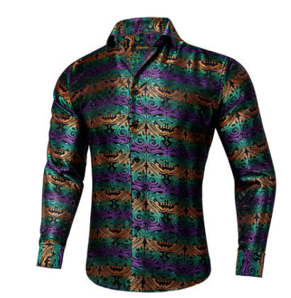 Elegante camicia da uomo oversize con collo alto, ideale per lo stile casual di tutti i giorni