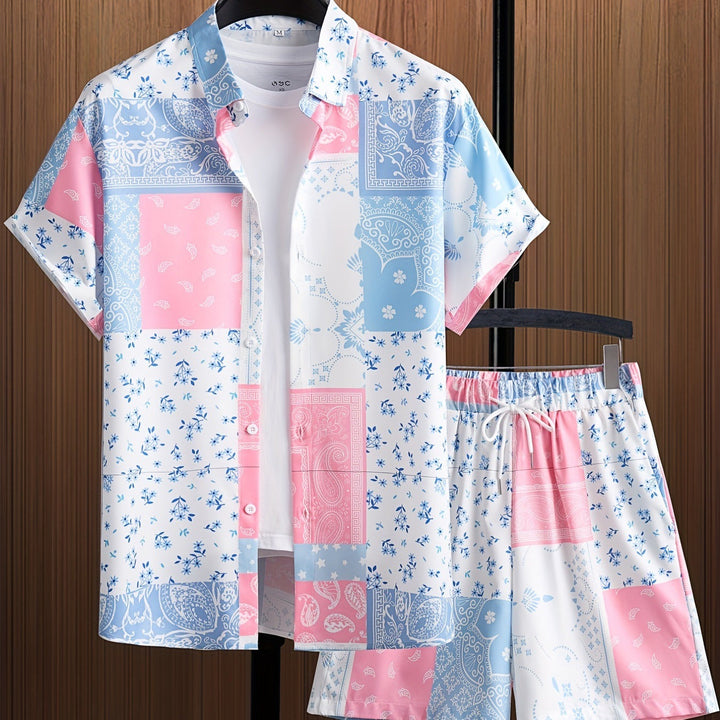 Un set di eleganza maschile: camicia a maniche corte e pantaloncini eleganti in un unico set