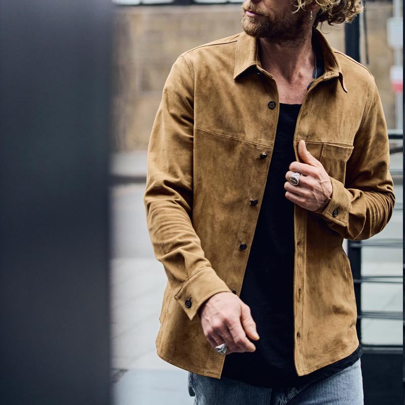 Camisa Casual para Hombres en Algodón Cepillado - Comfort y Estilo Retro en Manga Larga con Ajuste Relajado