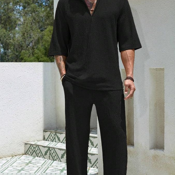 Set comfort da uomo: maglietta a maniche lunghe e pantaloni traspiranti Coupe Relaxée