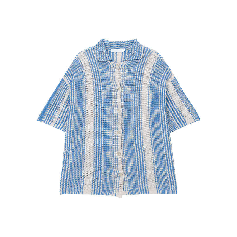 T-Shirt Comfort Fit da uomo - Elegante bordo scoperto con strisce - Maniche corte - Stile casual